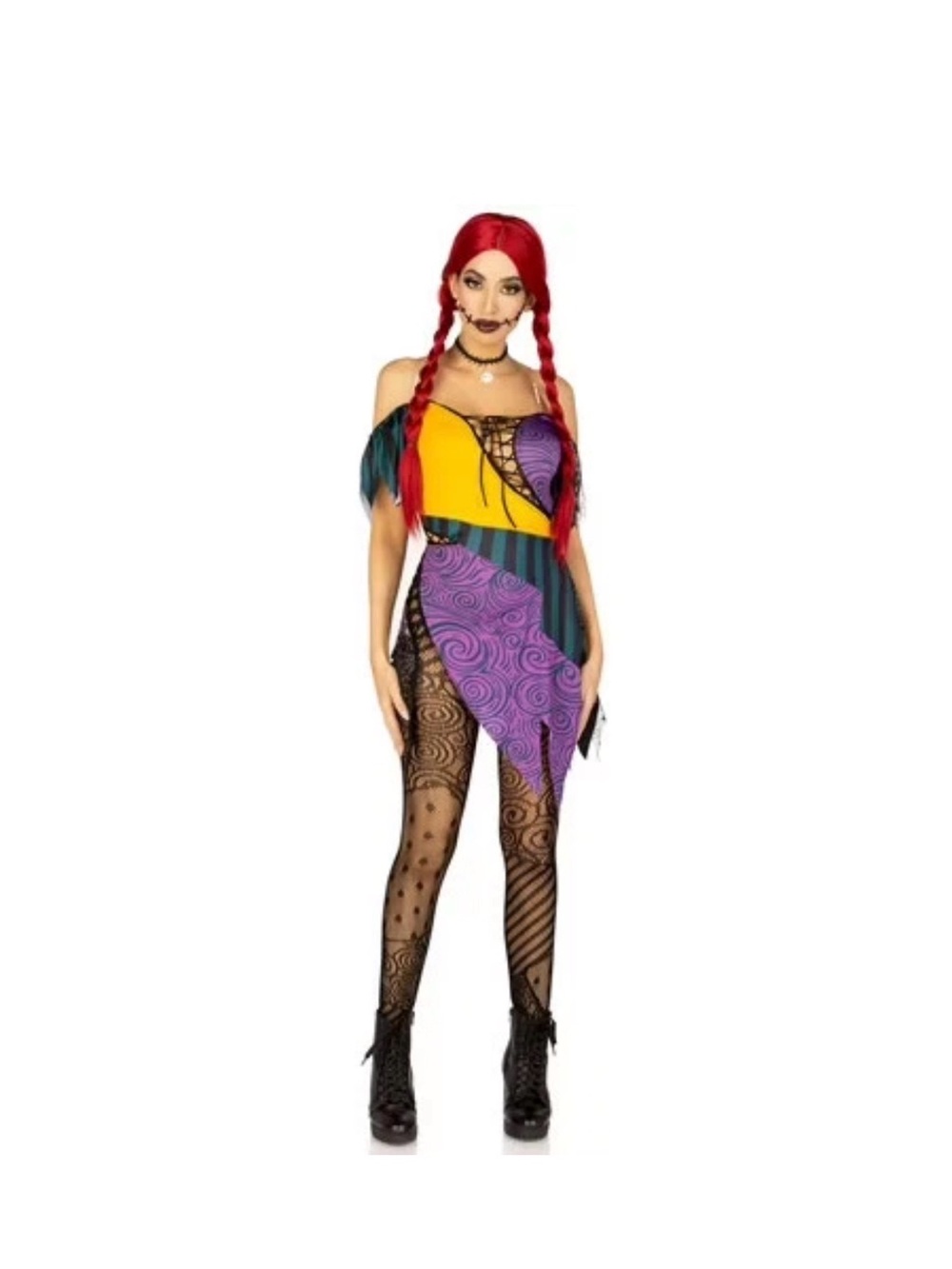Leg Avenue Women's 3 PC Darling Rag Doll Costume Large Multicolor Skull Necklace